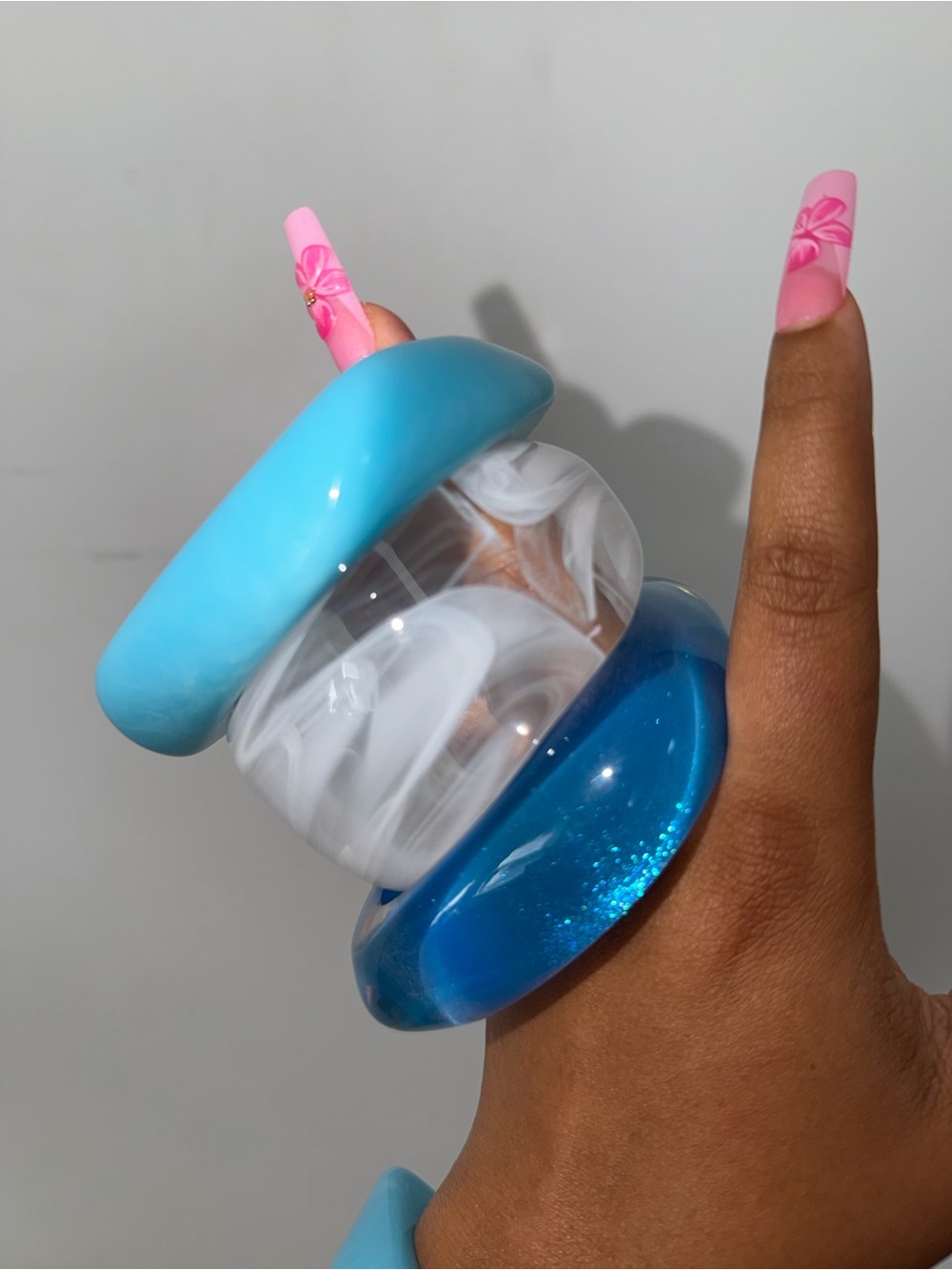 Kids Blue & White Resin Bangle Set by